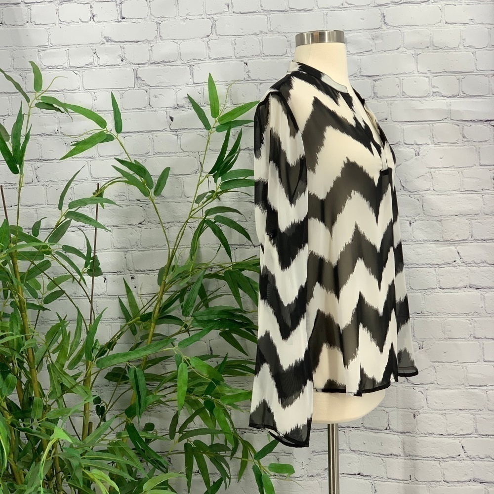 ๐No Boundaries Black & White Long Sleeve SheerTop - Picture 2 of 7